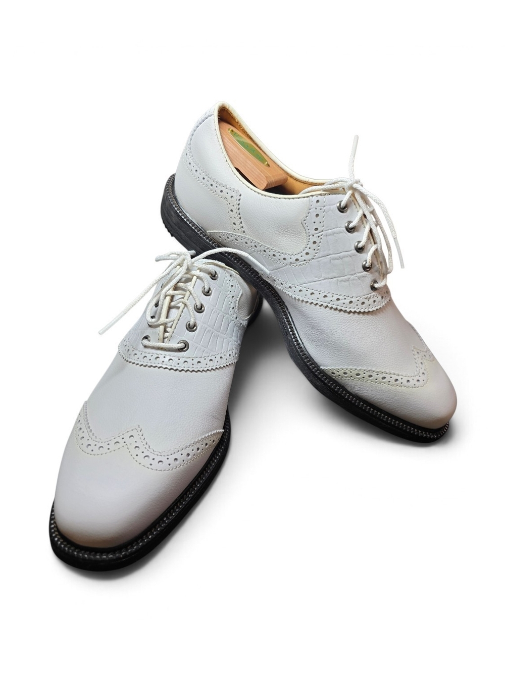 FootJoy Icon White Alligator Wingtip Golf Shoes 8.5 W